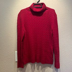 Talbots Outlet Red Cable Knit Turtleneck Sweater Size XL